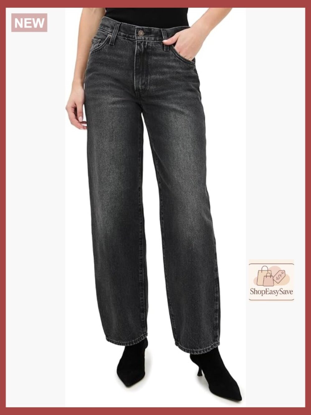 Baggy Dad Jeans Mid Rise Straight Leg '90s Inspired Relaxed Fit Slouchy Stacked